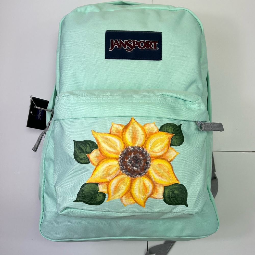 Jansport Backpack with Hand Painted Sunflower NWT